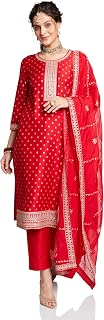 Amazon Brand - Myx Women's Embroidered Kurta Set with Designer Dupatta (Available in Plus Sizes) polyester blend Price In India