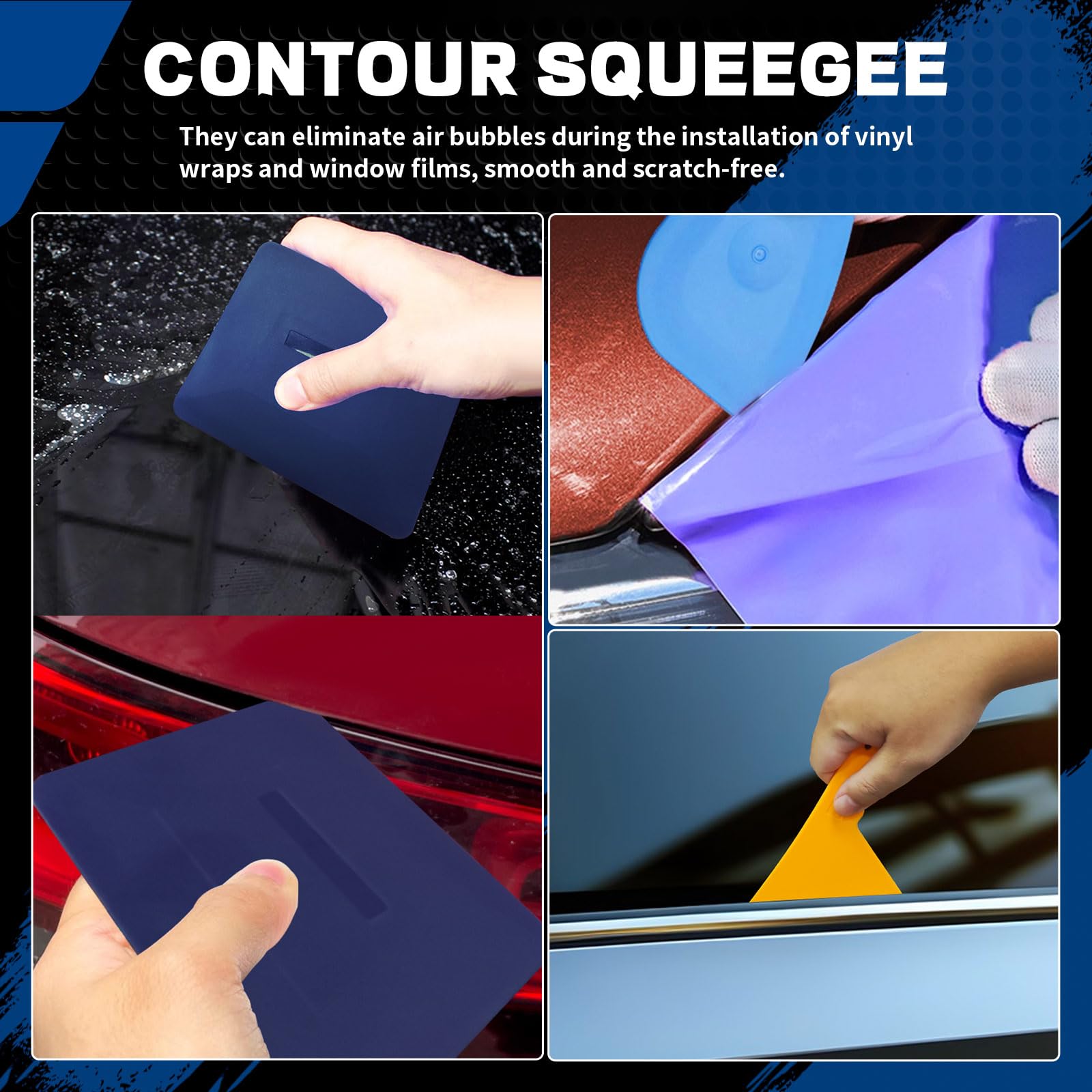 Arayker Car Wrap Tool Kit Vehicle Wrapping Tools Vinyl Wrap Applicator Tool Kit Window Tint Tools with Gloves & Vinyl Wrap Magnetic Holder for Car Wrapping, Window Tinting - 4