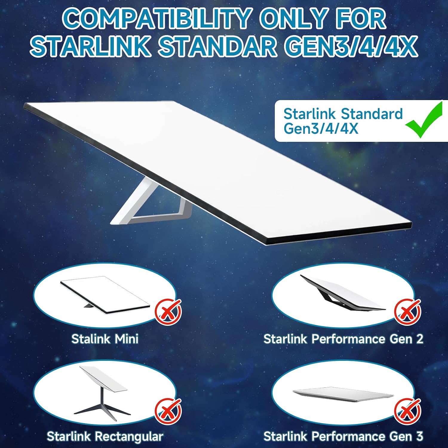 Starlink Mount for Standard 4/4X/Gen 3, Starlink Roof/Wall Mount Kit