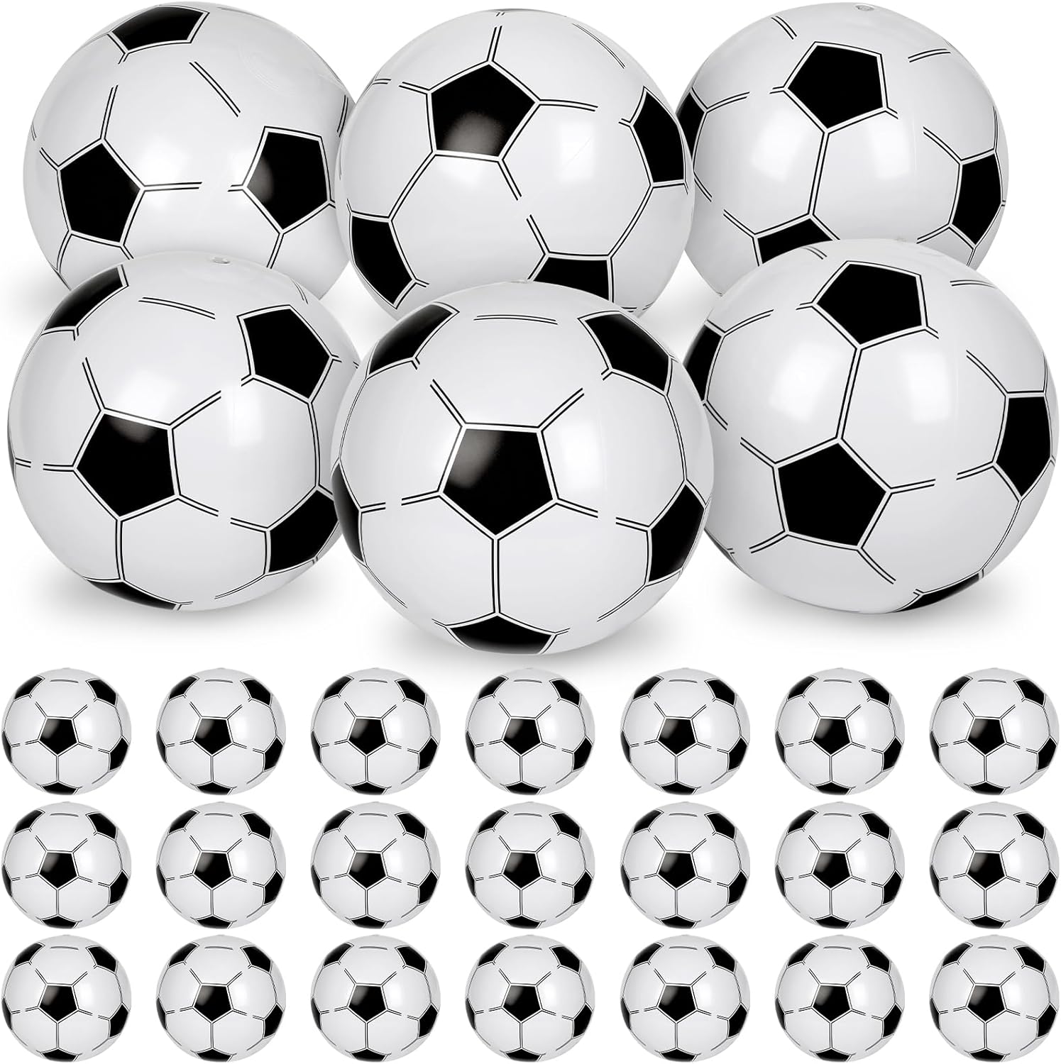 Mototo 30 Pack Soccer Inflatable Beach Balls Bulk, 16 Inch Blow up Soccer Beachballs Inflatable Balls for Indoor Outdoor Summer Beach Pool Super Bowl Themed Sport Game Decoration Birthday Party Favor