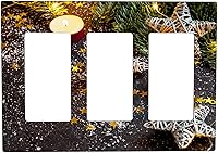 Vista 86 de Cubierta de interruptor de luz dúplex de 1 banda, cubierta decorativa de Navidad con copos de nieve rojos, placa frontal decorativa para cocina