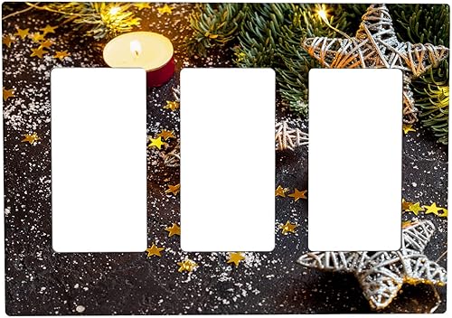 Miniatura 86 de Cubierta de interruptor de luz dúplex de 1 banda, cubierta decorativa de Navidad con copos de nieve rojos, placa frontal decorativa para cocina
