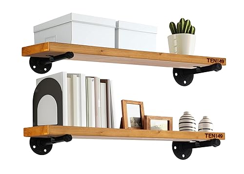 TEN49 estantes industriales de madera 24pulgadas 36pulgadas 48pulgadas y 60pulgadas estantes rĂşsticos de madera para pared con soportes de tubos de TEN49 estantes industriales de madera 24pulgadas 36pulgadas 48pulgadas y 60pulgadas estantes rĂşsticos de madera para pared con soportes de tubos de