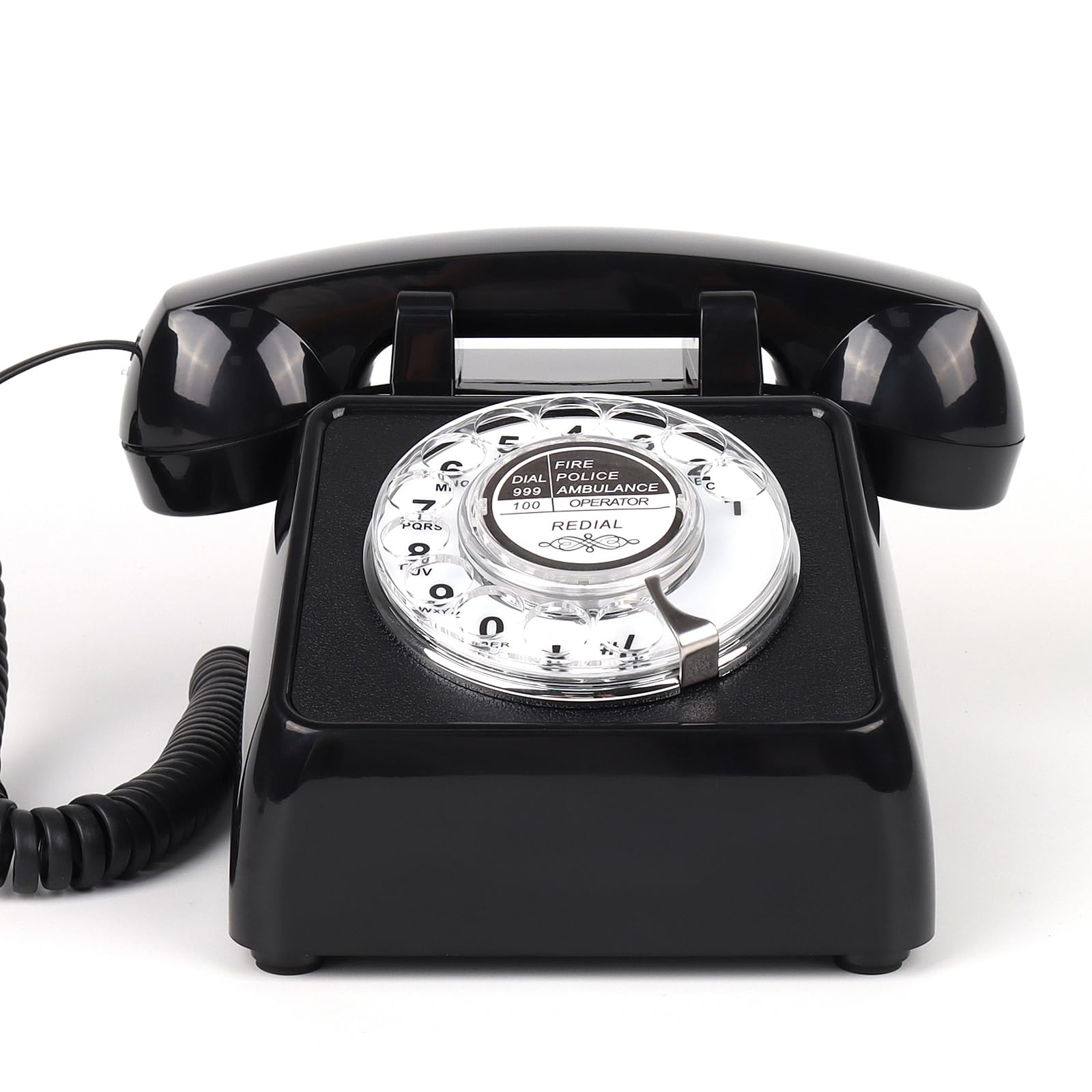 Rotary Retro Phone, Landline Phone with Old Fashion Rotary Dial, Adjustable Volume Corded Phone with Redial Function, Decorative Retro Phones for Home/Office, Vintage Gift Phone,Black