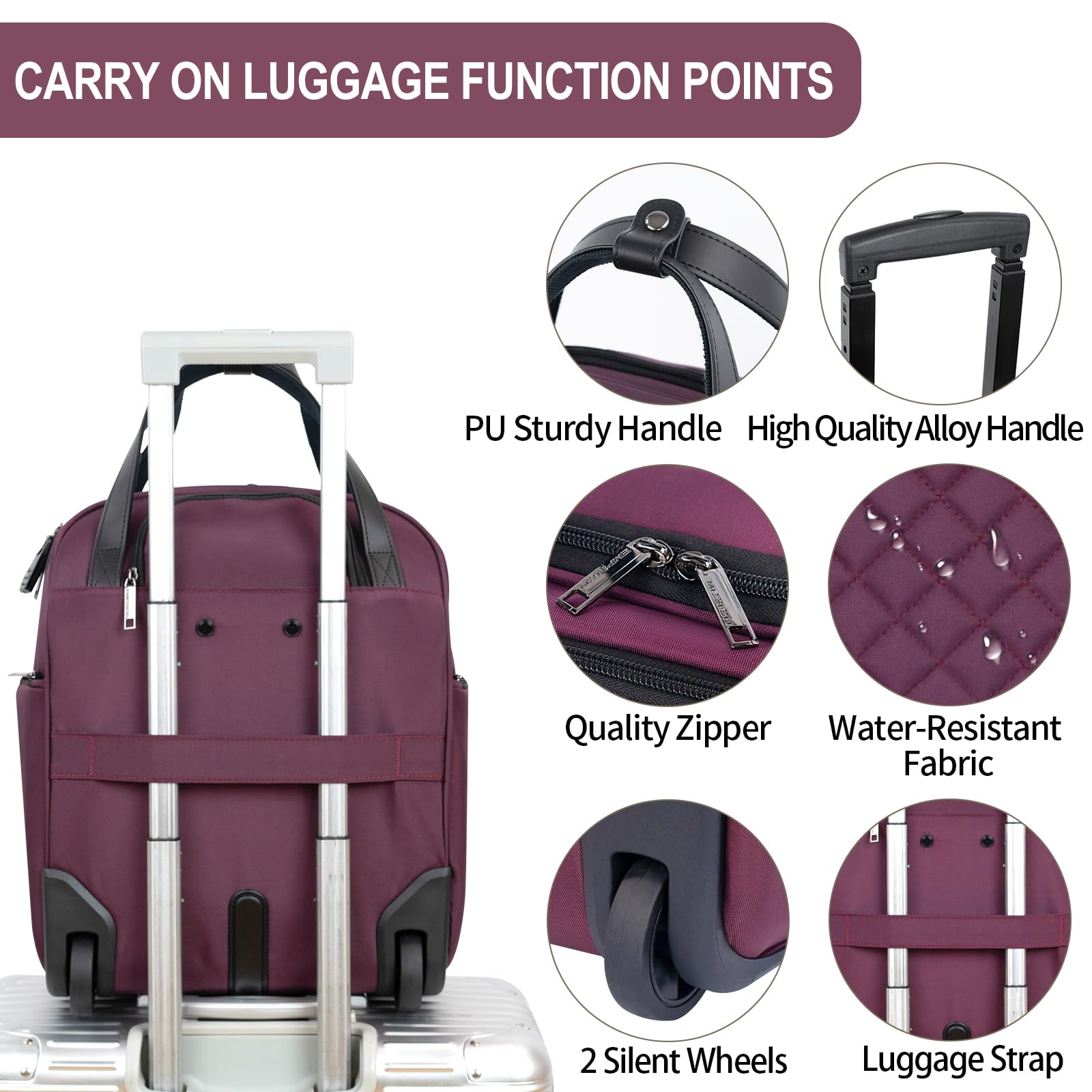 EMPSIGN Torba transportowa na kółkach 40 cm, bordowy, 16 Pollice, Bagaż podręczny pod siedzeniem