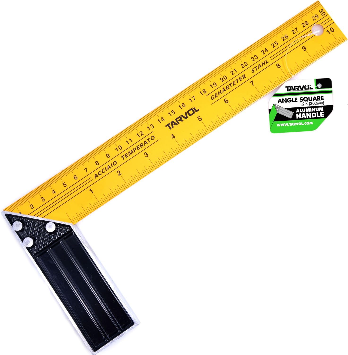 12" Carpenters Square (HEAVY DUTY HARDENED STEEL) 12 Inch / 30 CM Framing Square - 90 Degree Angle with Combination Handle - Rafter Tri Mitre Square - Perfect Tool For Carpenters, Roofing, More