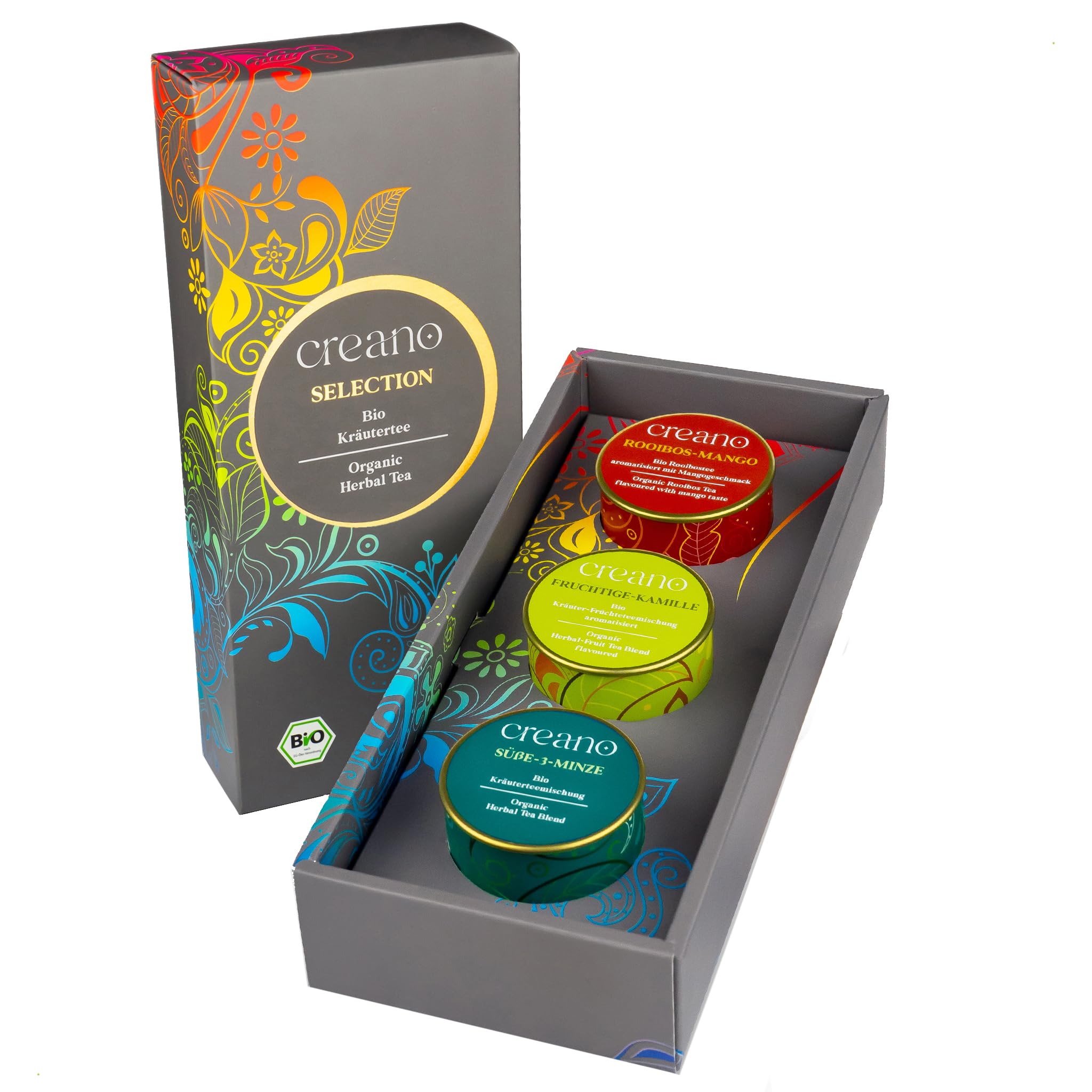 Creano Bio Kräutertee Geschenkset „LOSER TEE - HERBAL MIX“ - 3 unterschiedliche Sorten Tee in Metalldosen - 34g - vegan & glutenfrei - NEUHEIT 2024*