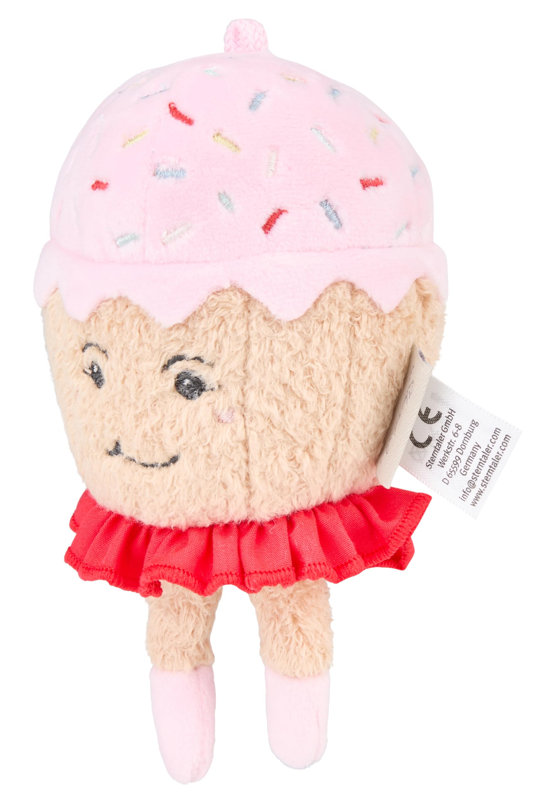 Sterntaler Stuffed Animal S Cupcake Cuddly Fleece Stuffed with Polyester Wadding with Rattle 16 × 11 × 8 cm, Pink