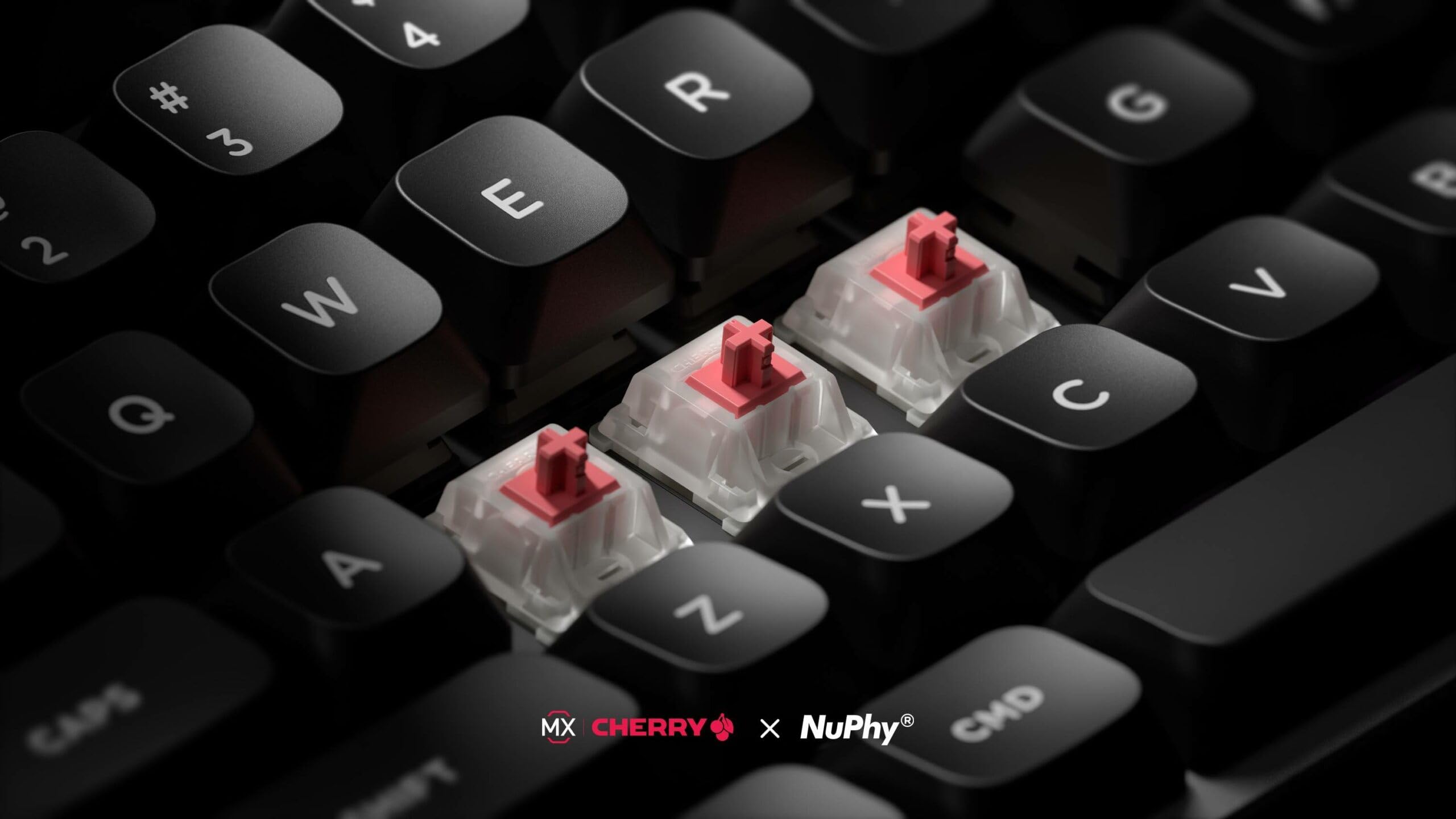 nuphy x Cherry MX Switches pour Clavier Mécanique, Linéaire Switch, 5 Pin 45gf, Interrupteur MX pour Gaming Keyboard/DIY Kit (90 Pièces, Silent Red Clear-Top)