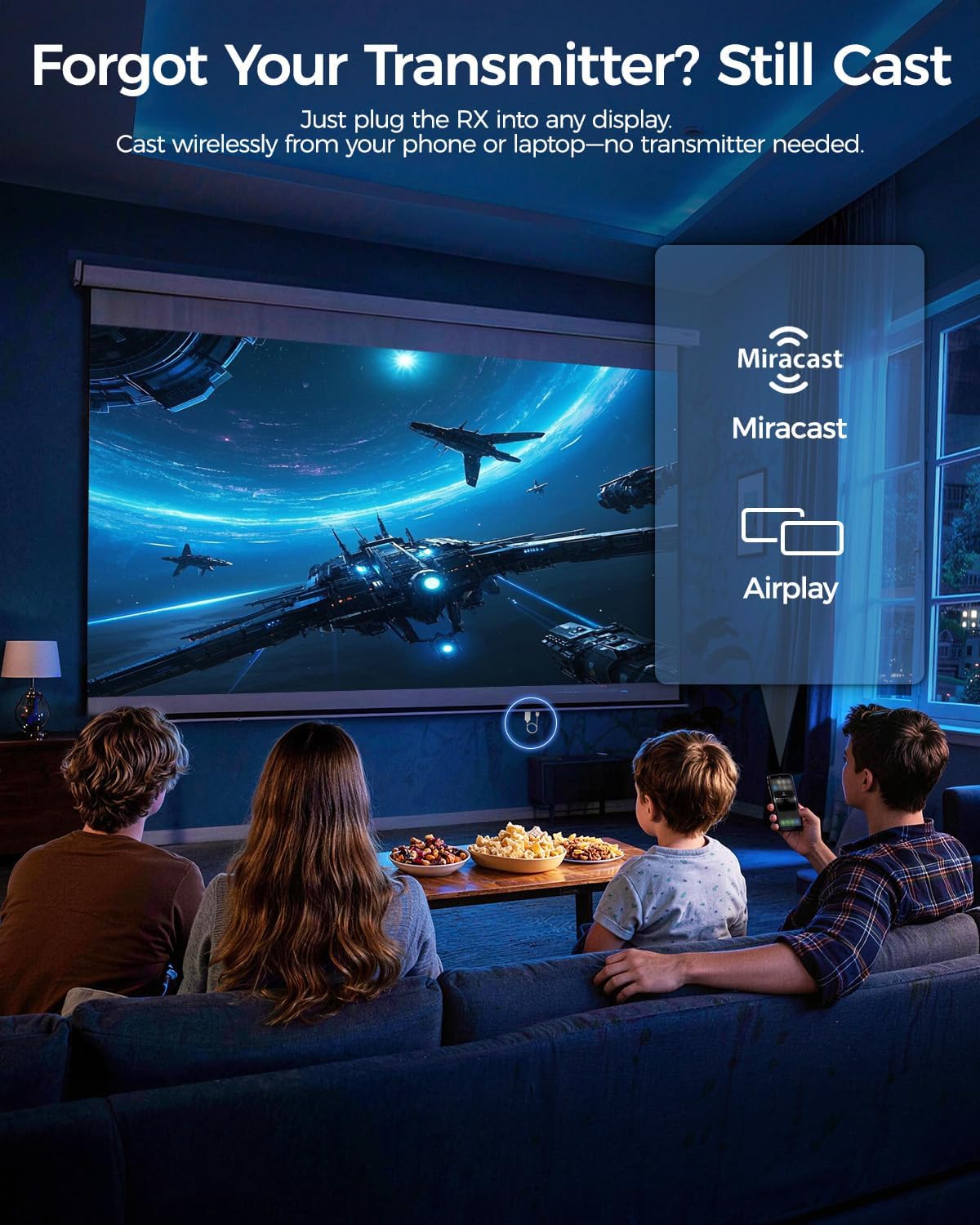 Alxum USB-C Wireless HDMI Transmitter & Receiver, 2-in-1 Kit: Plug & Play & AirPlay/Miracast Casting, 165ft/50m, 4K Decode 1080P@60Hz Output, 5G+2.4G for Laptop/Phone/Tablet to Monitor/Projector/TV