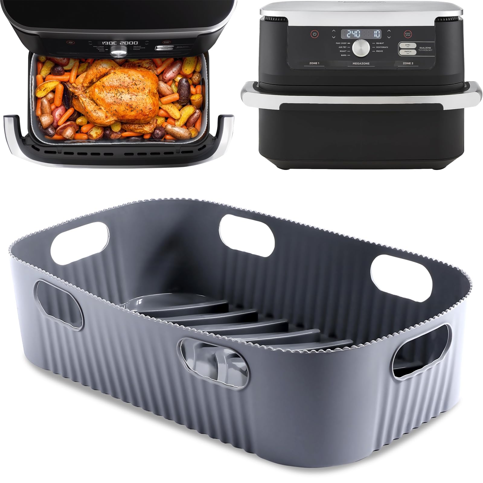 Luchtfriteuse, spatbescherming voor Air Fryer Ninja 10,4 l AF500EU, herbruikbare siliconen accessoires, siliconen vorm, spatbescherming voor Ninja, effectieve accessoires, vetspatbescherming (niet