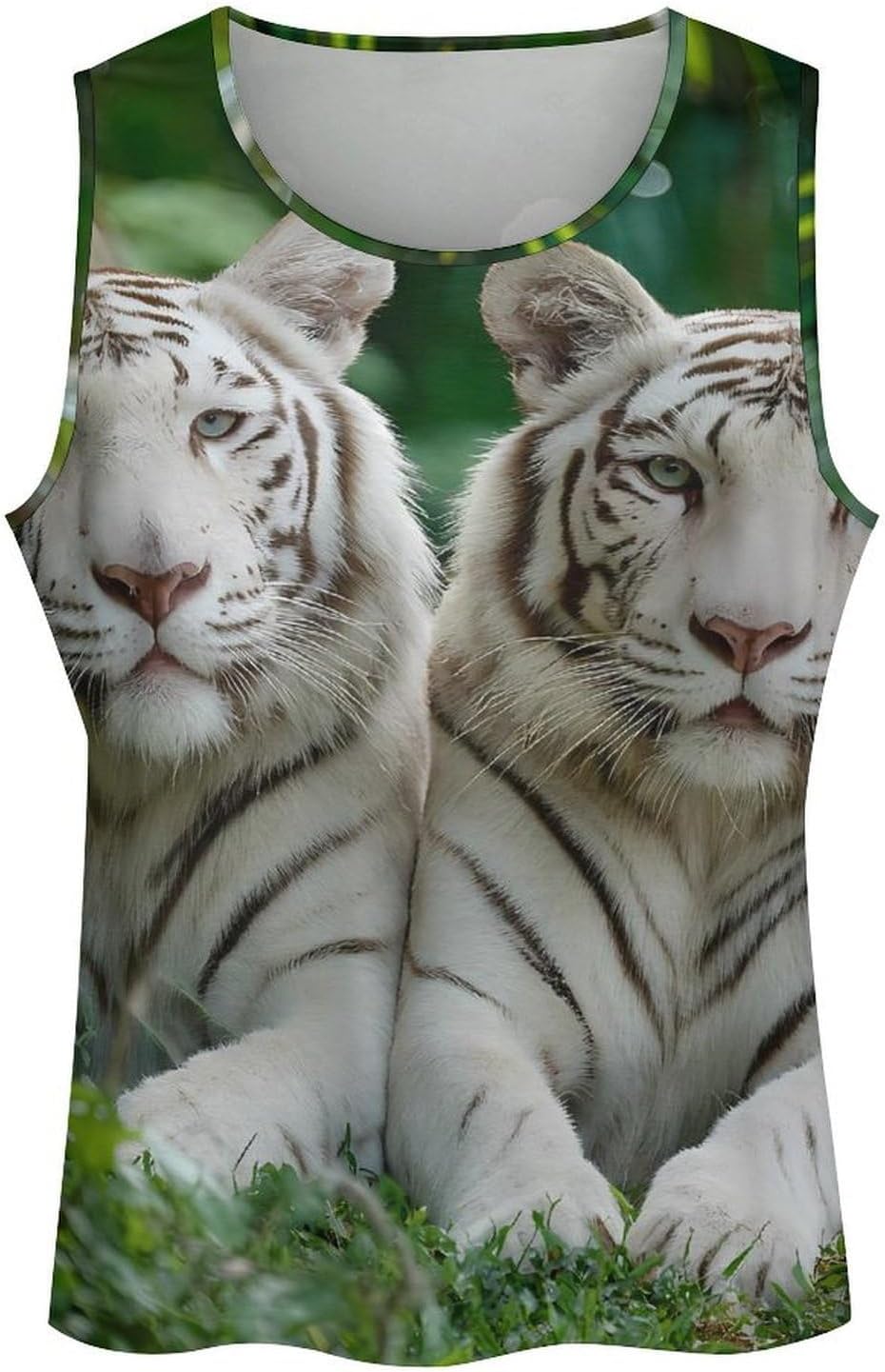 Tiger Print Men Tank Top Workout Shirt Muscle T Shirt 5XL