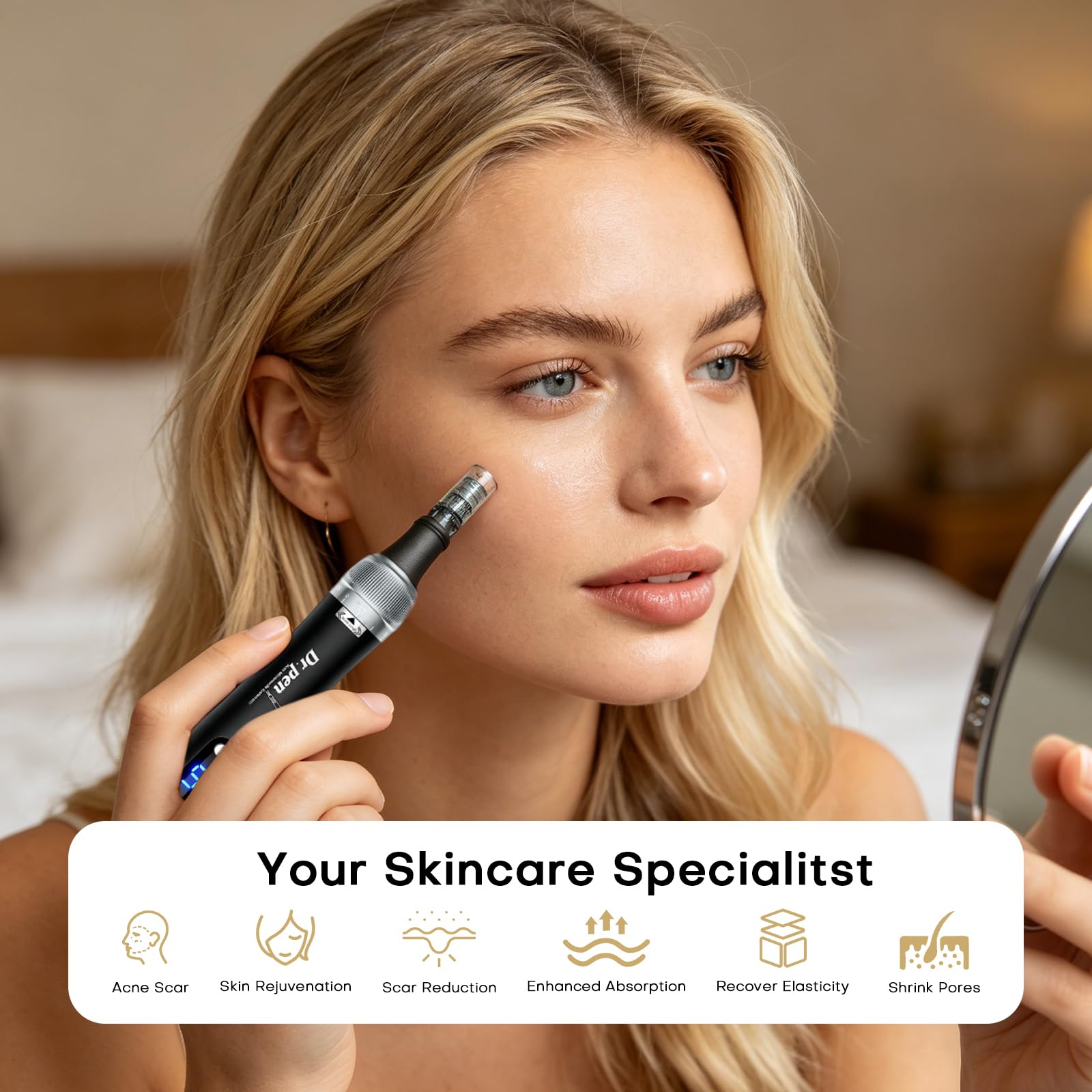 Dr. Pen M7S Professioneller Microneedling Pen, 6 Geschwindigkeitsstufen & LED-Anzeige, 20 Ersatzpatronen, Elektrischer Mikronadelstift für Haarwachstum, Gesicht, Körper und Hautpflege