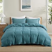 Vista 17 de S VICTORY SYMBOL - Juego de funda de edredón de lino 100% orgánico, juego de ropa de cama de lino francés lavado a piedra, funda de edredón