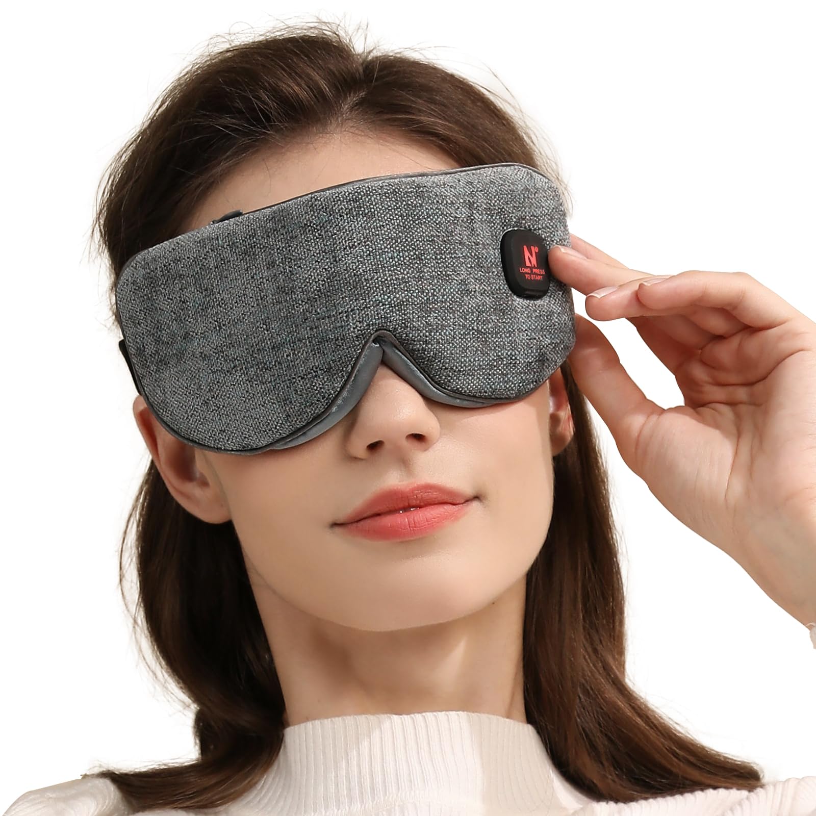 Masque chauffant yeux pour les yeux secs, masque yeux chauffant avec 3 niveaux de chaleur, masque de sommeil pour homme et femme, 1000mAh sans Adaptateur