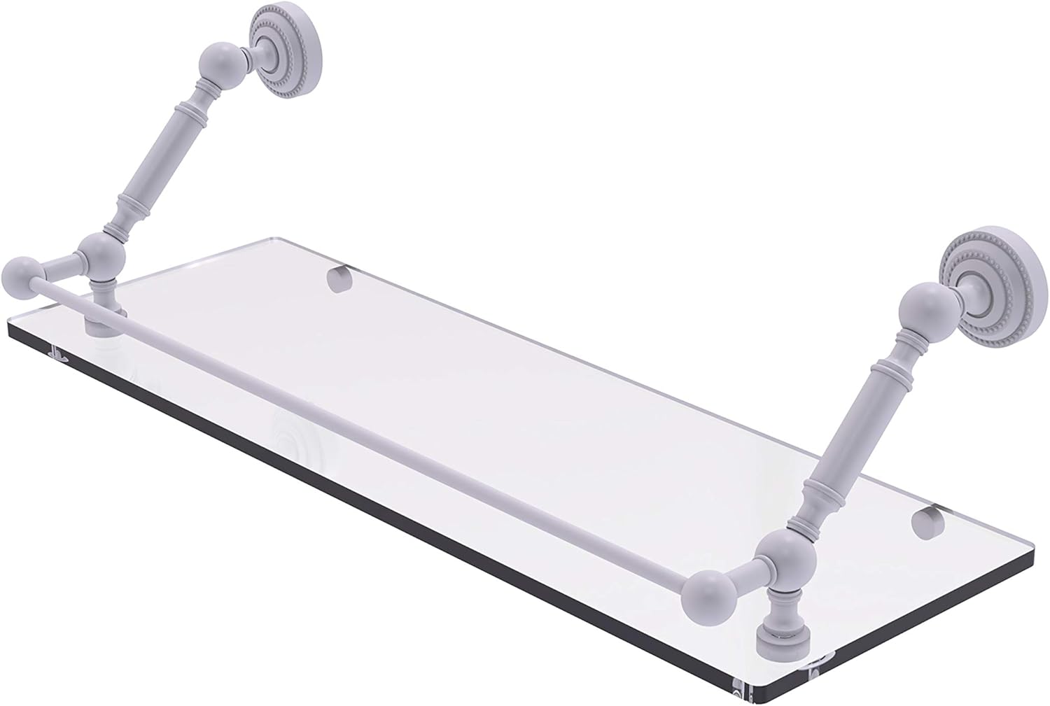 Allied Brass DT-1-24-GAL-WHM Dottingham 24 Inch Floating Glass Shelf with Gallery Rail, Matte White