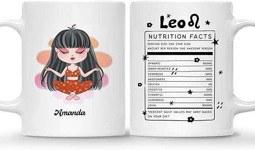 Gossby Taza de café personalizada con signo de Leo  Taza personalizada de horóscopo de 11 onzas para mujeres con diseño, nombre, información disponible en Yaxa El Salvador