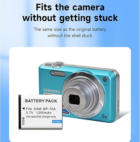 Miniatura 7 de Paquete de 3 baterías de repuesto BP-70A con cargador para Samsung BP70A BP 70A WB30F, WB35F, WB50F, DV150F, ST150F, MV800, ES65, ES67, ES70, ES71,