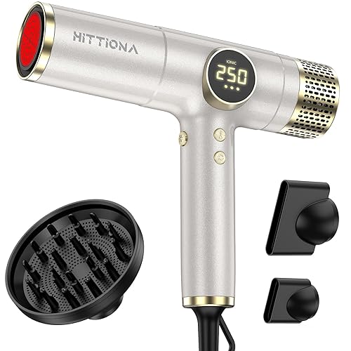 Miniatura 1 de Secador de pelo iónico infrarrojo con difusor  Secador de soplado de doble voltaje de 2000 W, regalo para mujeres, secado rápido, control de