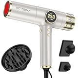 Infrared Ionic Hair Dryer with Diffuser - 2000W Dual Voltage Blow Dryer for Women, Fast Drying, Frizz Control, Lightweight & Low Noise, Red Light & Negative Ions, European Travel 110V-240V