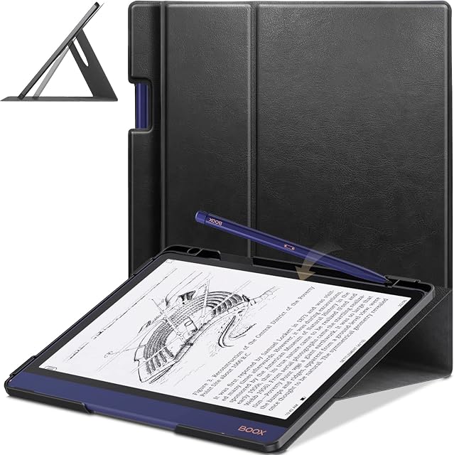 DONGZHU Slim Case for BOOX Note Air 2 (2021) & BOOX Note Air 2 Plus (2022) Tablet 10.3 inch - 360 Degree Rotating Cover Stand Folio with Built-in Pen Holder (Black)