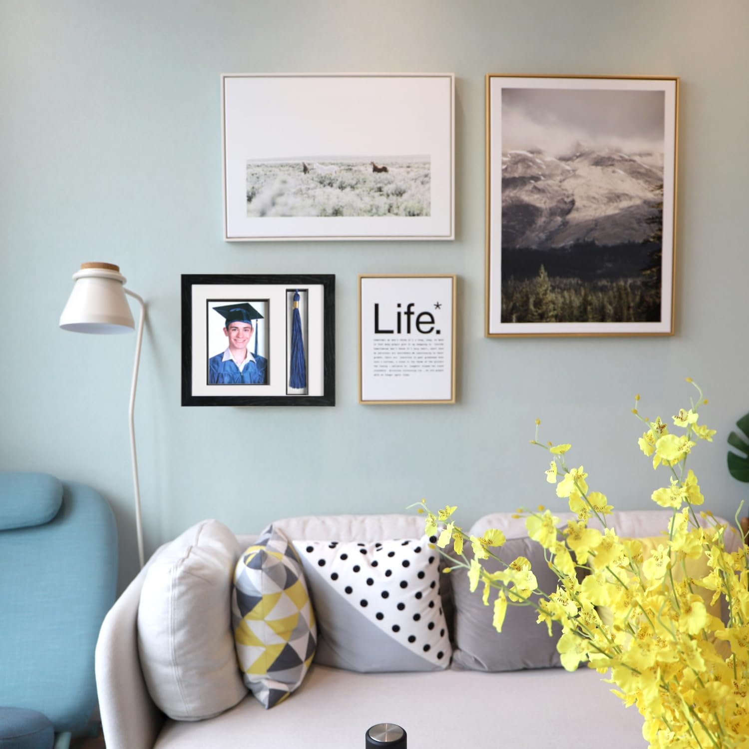 Endea Graduation Picture Frame and Tassel Holder 11.2"x10" with Shatter-Resistant Glass (Black)