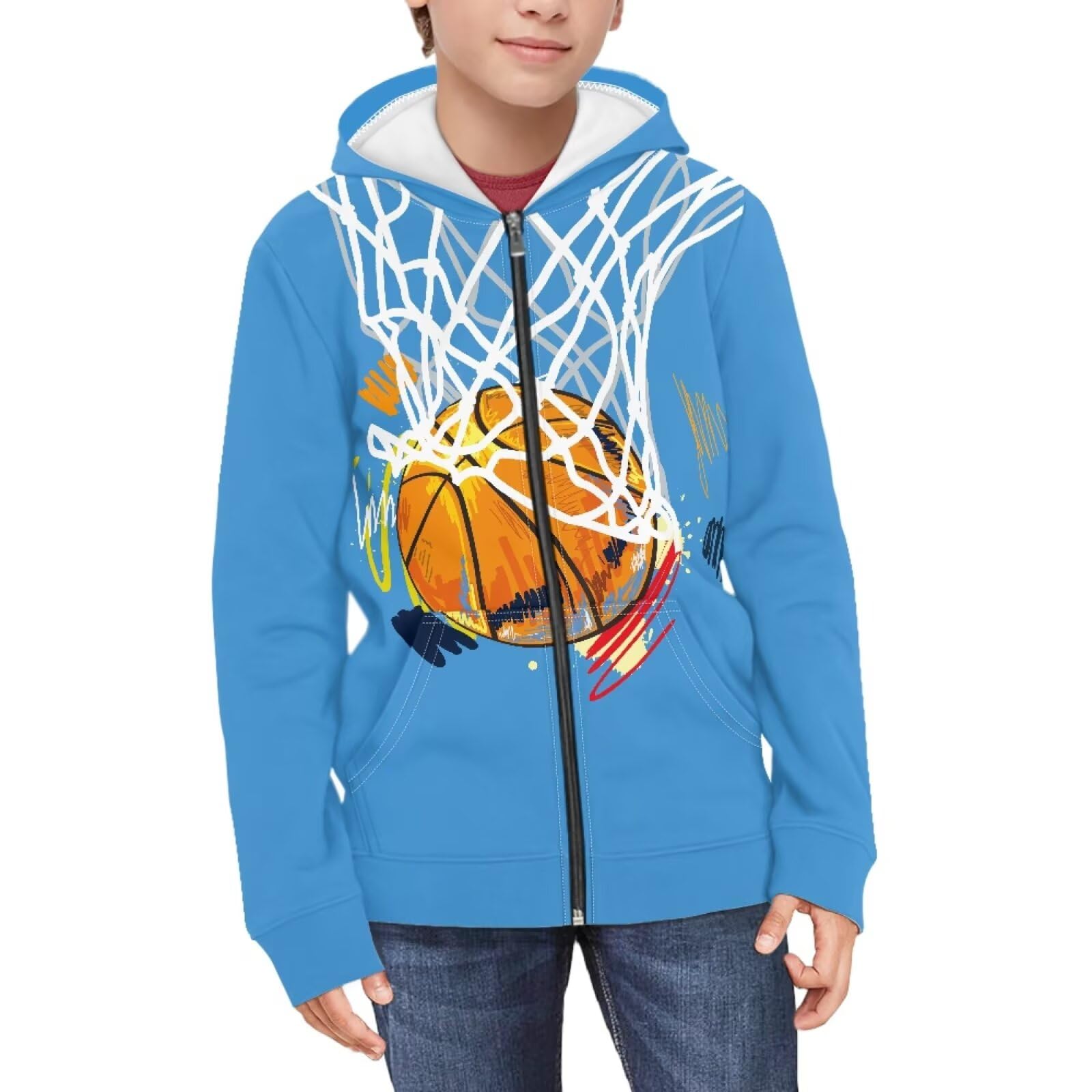 Coloranimal Unisex Girls Boys Long Sleeve Casual Hoodies &amp; Sweatshirts Tops Kids Zip Up Jacket Coat Age 6-16 Year