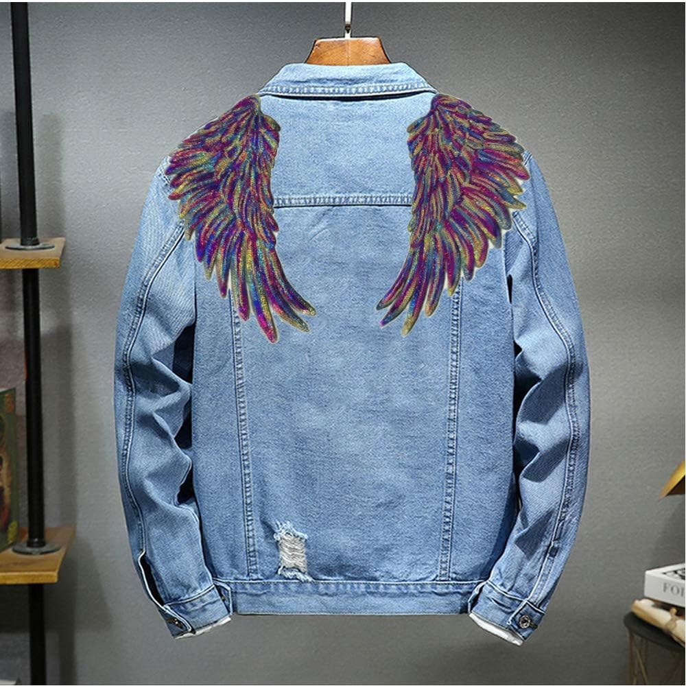 7 Pair of Sequin Wings Set 7 Colors Sequin Angel Wings Iron On Patches Embroidered Applique for DIY Kids Girl Women Clothes Jackets Backpack Jeans Dress Decoration Accessory