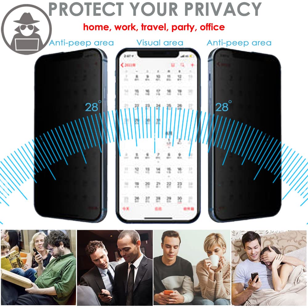 TECHGEAR [2 Pezzi] Vetro Privacy Per IPhone 14 Plus, Pellicola 3D Anti Spia, Durezza 9H, Copertura Completa - 4