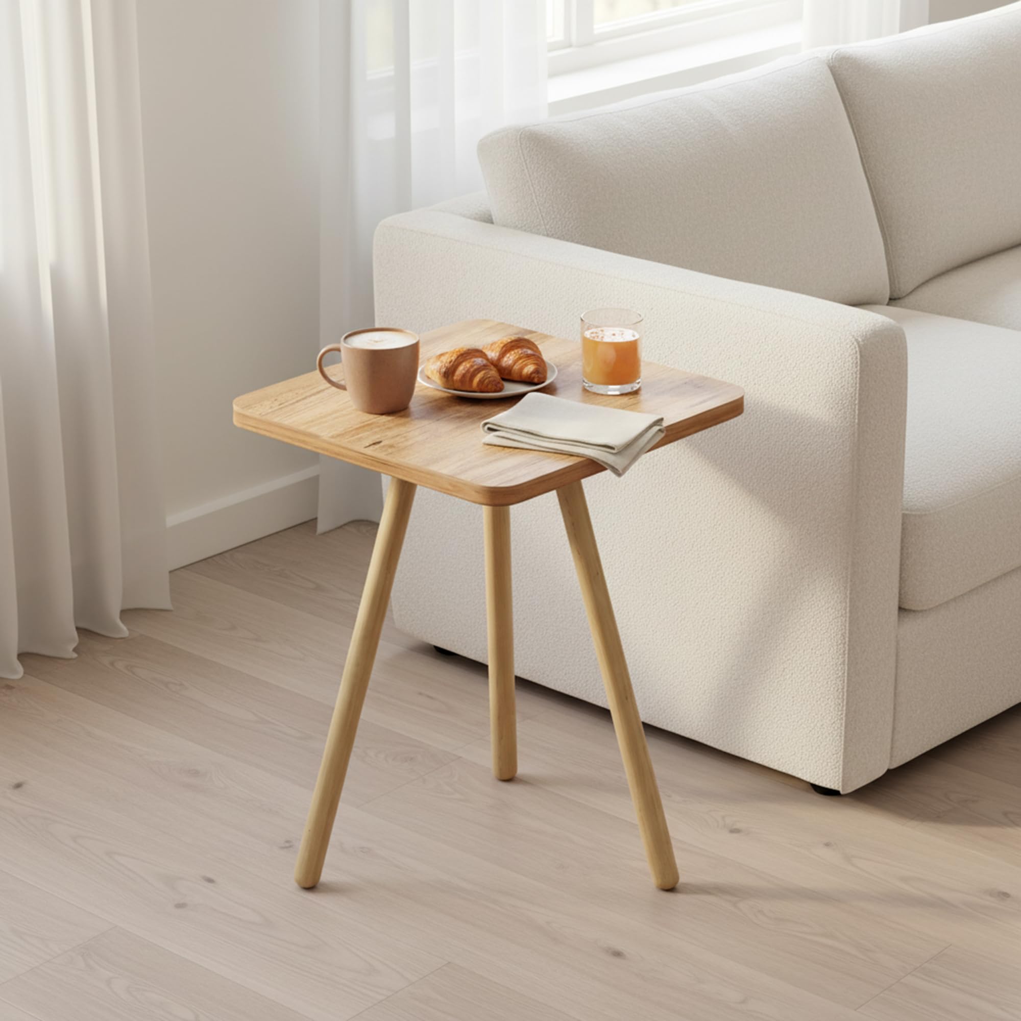 Beistelltisch Eiche 34x45 cm Holzbeine Sofatisch Couchtisch Nachttisch Skandinavisch Natur