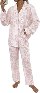 RoseSeek Women's Floral Button Down Pajama Set 2 Piece Lounge Set Sleepwear