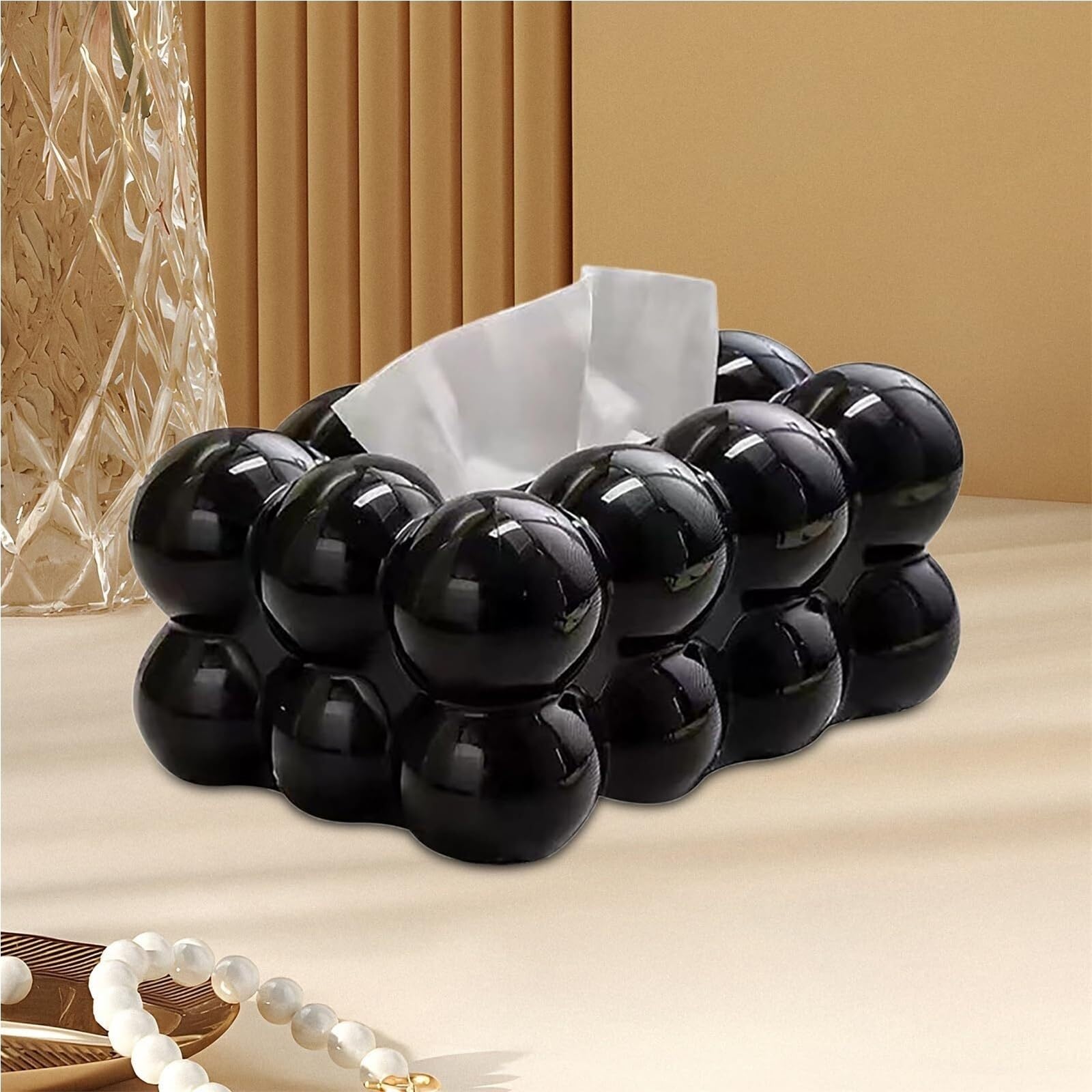Porta fazzoletti Tovagliolo decorativo for dispenser di carta in materiale PP, porta scatola, for il bagno dell'auto Per la nuova casa(Black,Without soles)