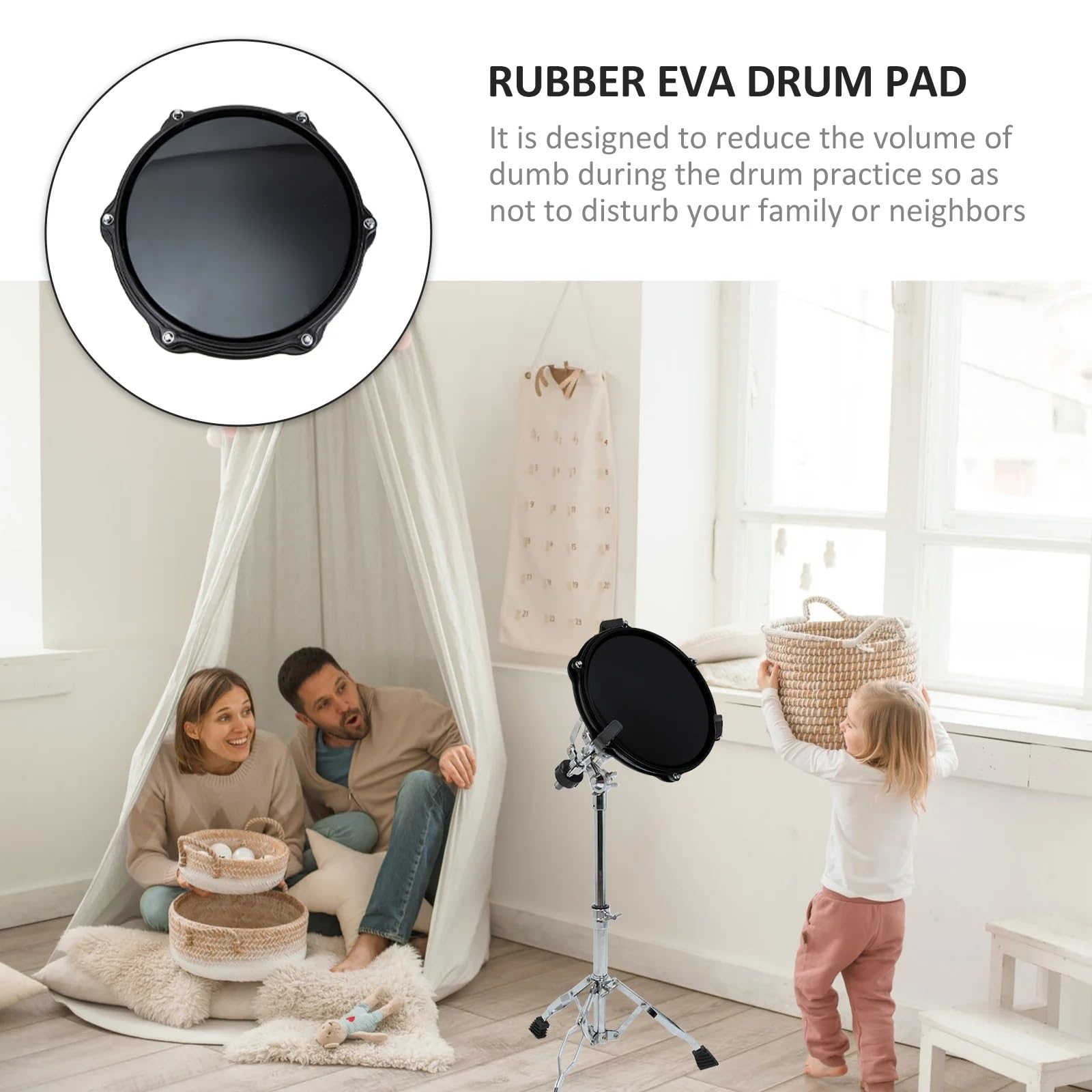 Silenciador De Batería Alfombrilla de práctica de tambor Dumb, almohadilla de sonido de marcha sintonizable de goma silenciosa for piezas de instrumentos de percusión, accesorios de Kit de batería Par