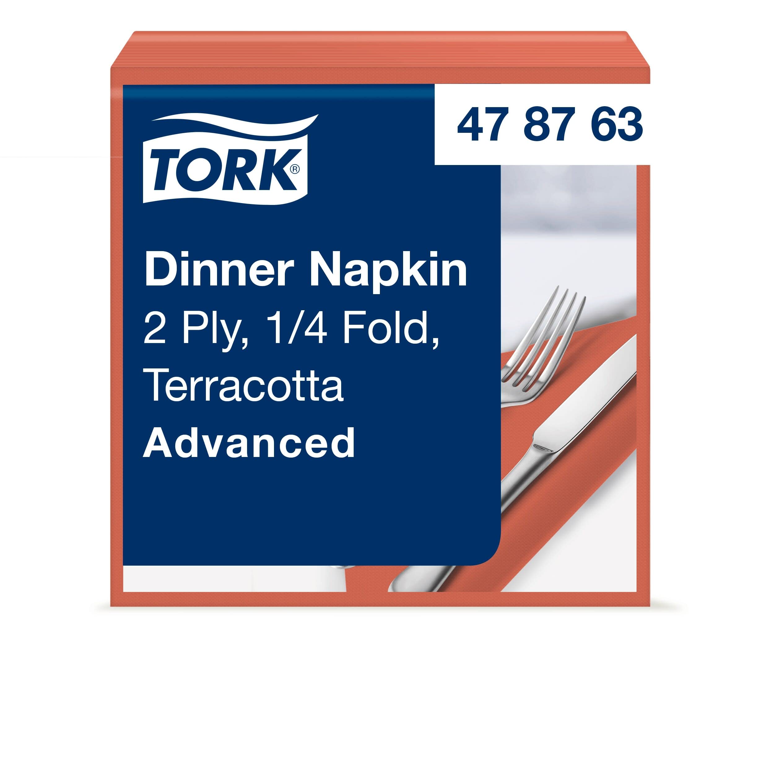Tork 478763 Dinner Servilletas para cena/dos capas/pliegue 1/4 / color terracota / 12 paquetes x 150 unidades (1800 servilletas) / 39 cm x 39 cm/Advanced