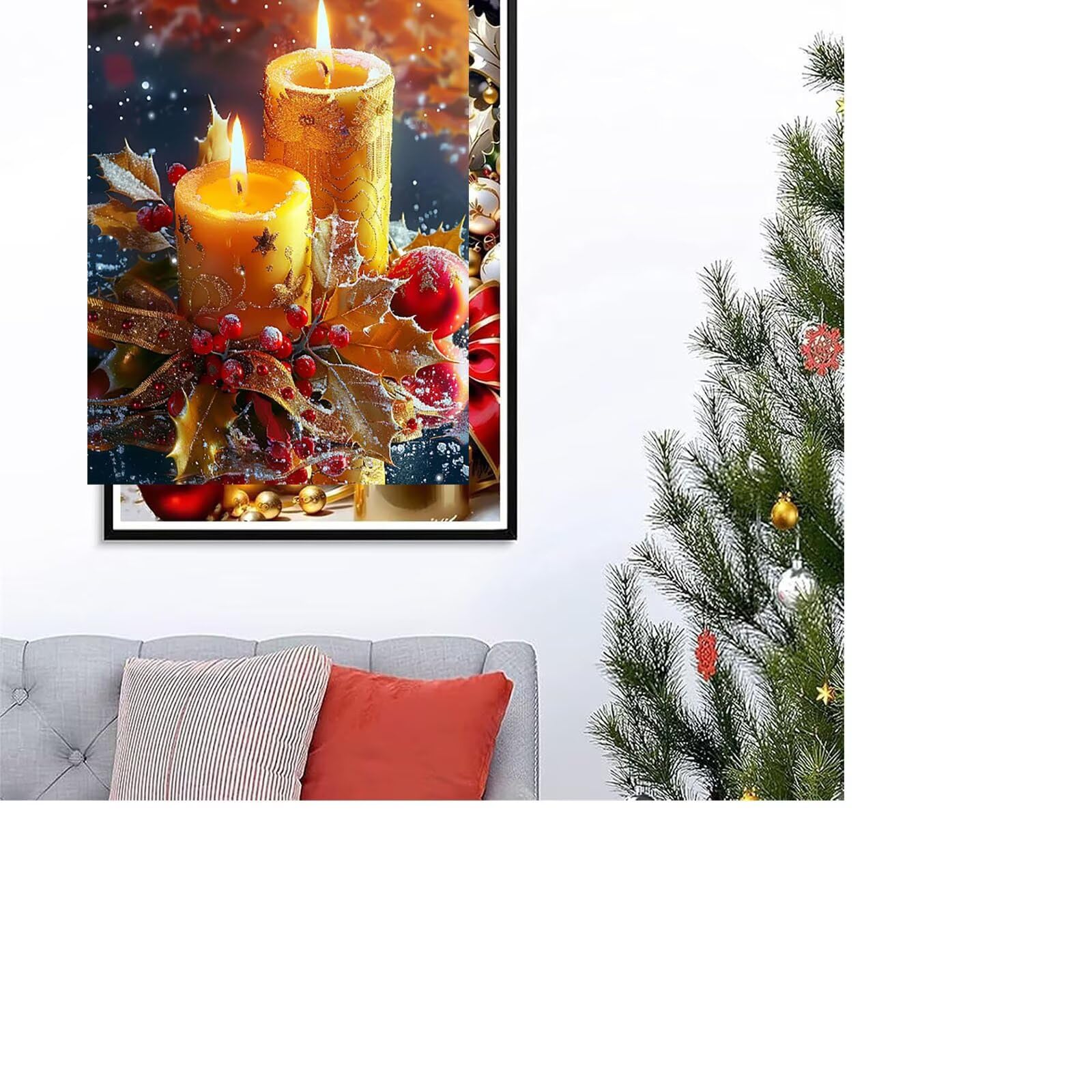 DIY Malowanie diamentami dla dorosłych Świeca 60 x 80 cm Diamentowy Zestaw do malowania diamentami 5D dla dorosłych, Diamenty Crystal Art do dekoracji ścian domu salonu, prezent dla kobiet FG-879