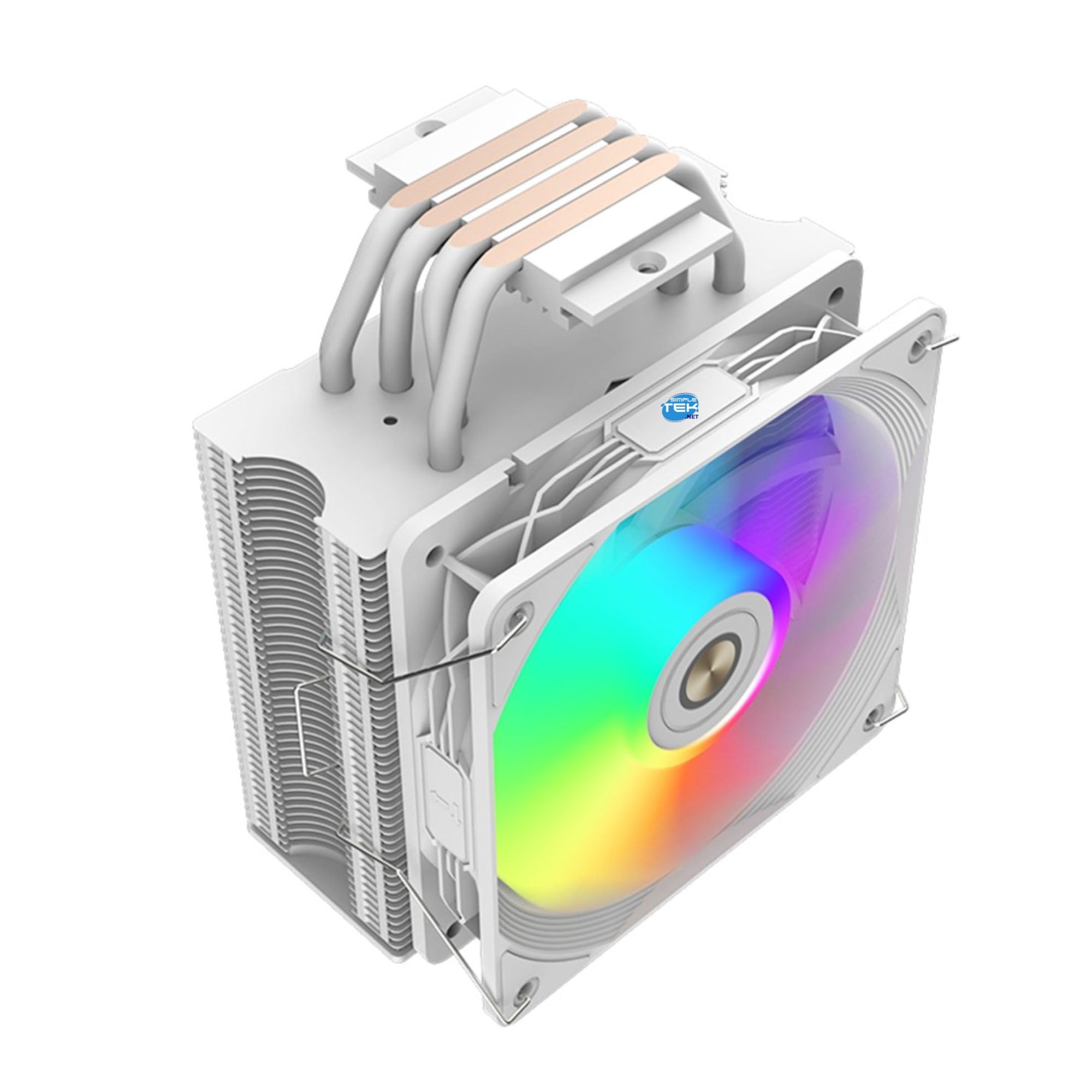 SIMPLETEK - Disipador CPU ARGB 120 mm | 1800 RPM 73.96 CFM | Blanco | Compatible con LGA 1700 1200 1366 1150 1151 1155 1156 AM5 AM4 AM3 AM2