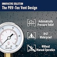 Vista 5 de SENCTRL Manómetro sin plomo de 100 psi, esfera de 2 pulgadas, montaje inferior 1/4 NPT, impermeable, caja de acero inoxidable, para tanque de agua