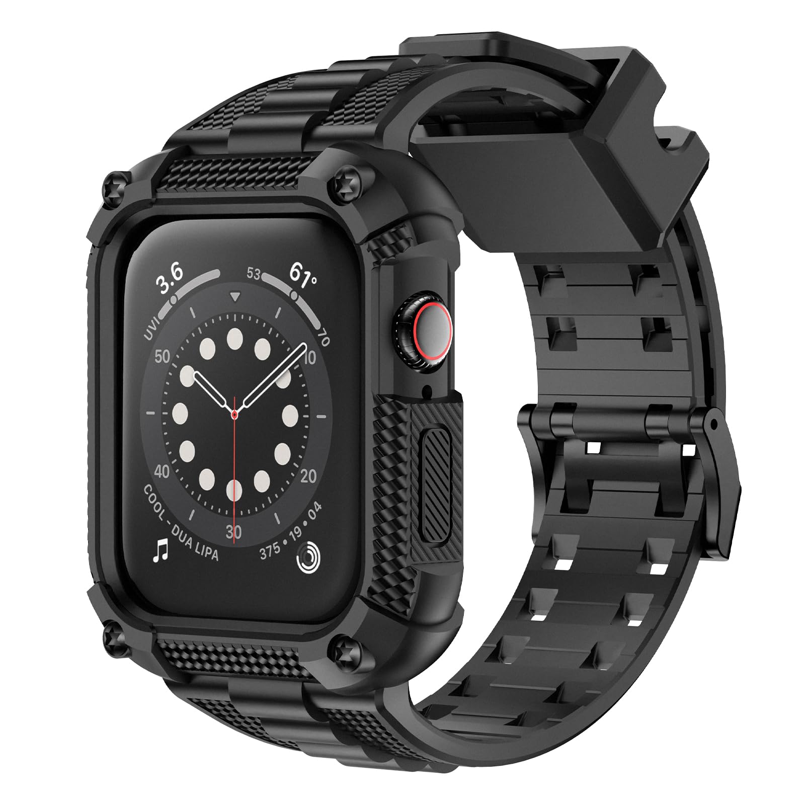 Wristitani Apple Watch バンド 44/45mm iWatch シリーズ 9/8/7/6/5/4/SE3/SE2/SEに対応 アップルウォッチ フルカバー 一体型 バンパーケース付き 耐衝撃 TPU 素材 スポーツ アウトドア専用,ブラック