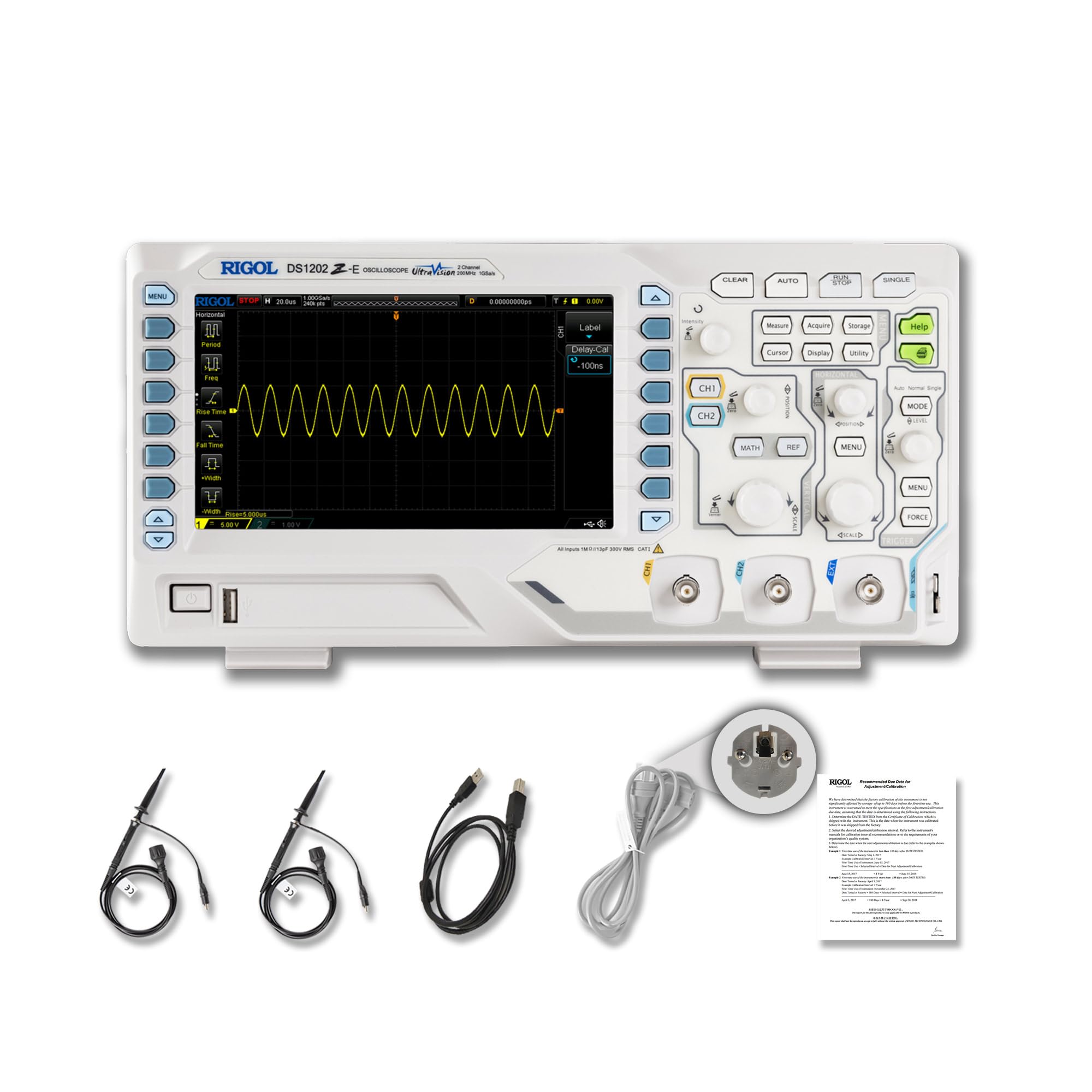 RIGOL Oszilloskop,DS1202Z-E Labor-Oszilloskop,200MHz, 2 Analogkanäle+EXT, 7-Zoll TFT-Display,Unterstützt Wellenformaufzeichnung und -wiedergabe.,Für Entwicklung,Reparatur und Laborschulungen