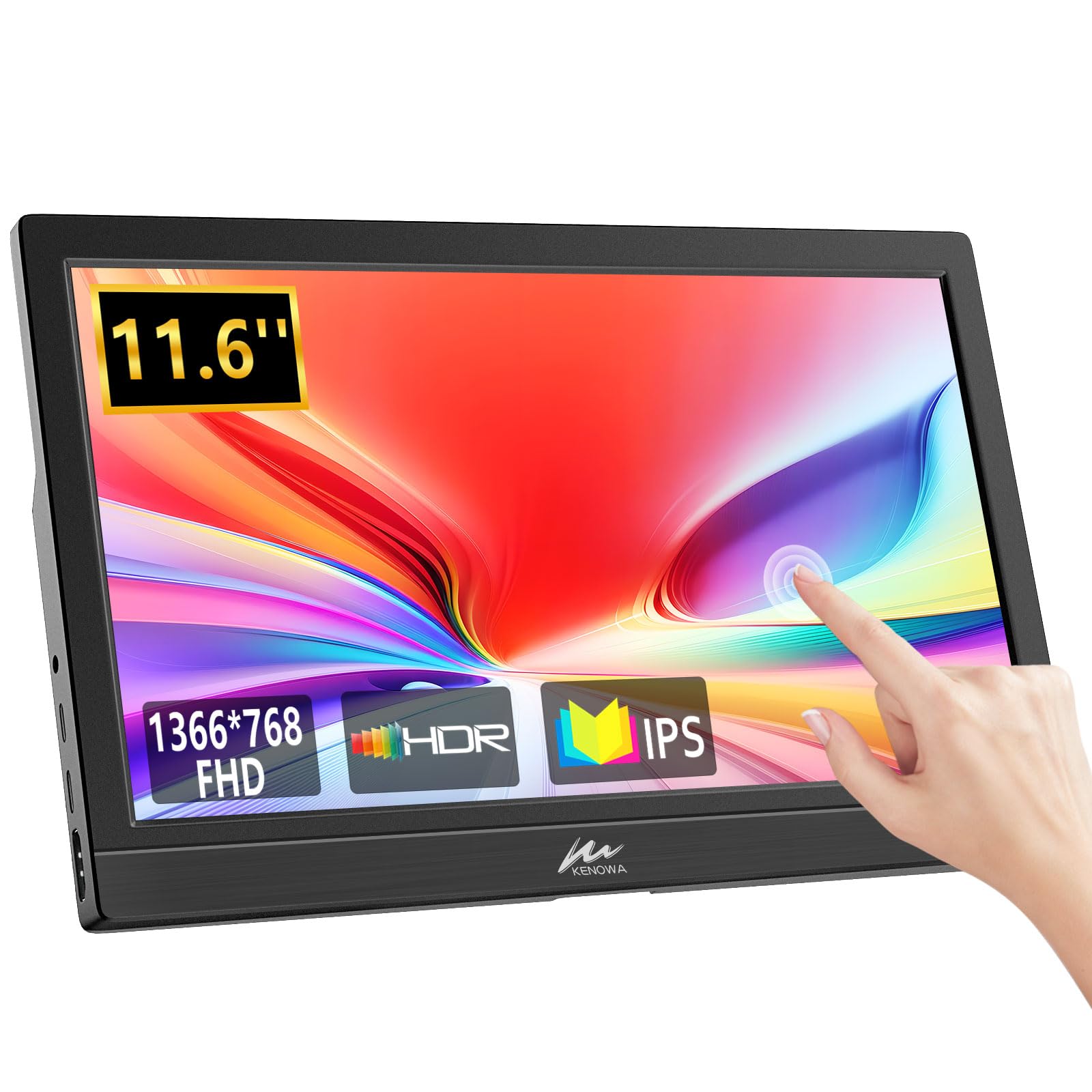 Kenowa - Portable Monitor with 11.6 inch Touch Screen, 1366 x 768P HD LED External Display with USB C HDMI & Speakers & Stand, Travel Monitor, Second Screen for-image-23