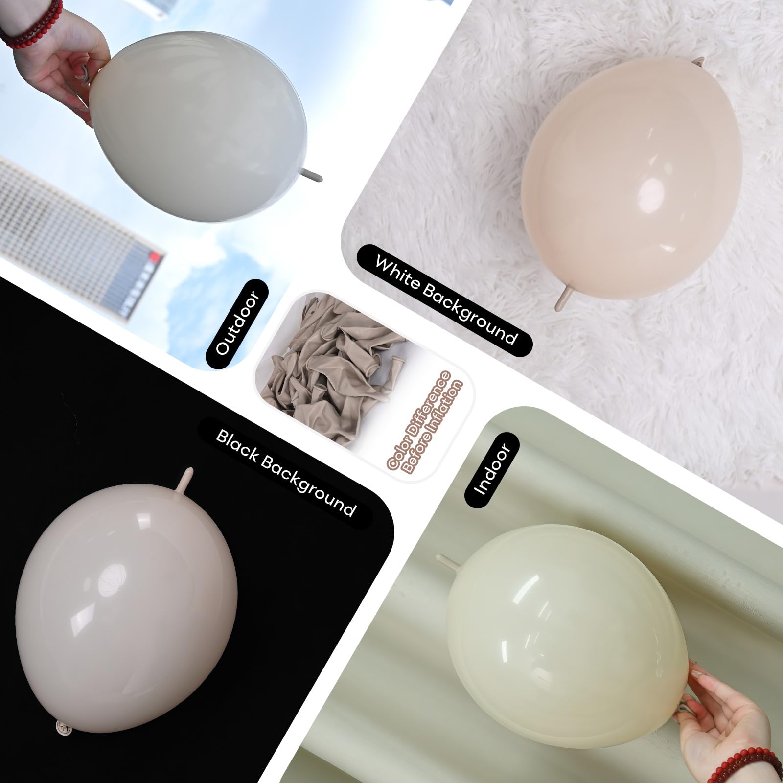 Beżowe balony z szybkimi ogniwami, 60 szt. balonów łączących do tworzenia balonów, na ścianę, łuk, łańcuchy balonowe, kremowe balony na ślub, urodziny, baby shower, zaręczyny, ukończenie szkoły,