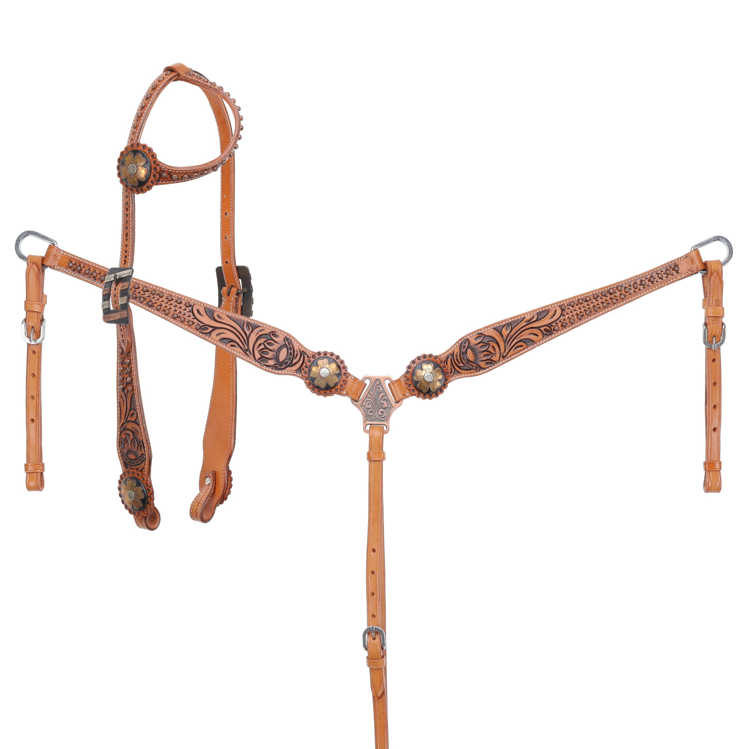 Showman Wild Daisy Single Ear Headstall & Breast Collar Set