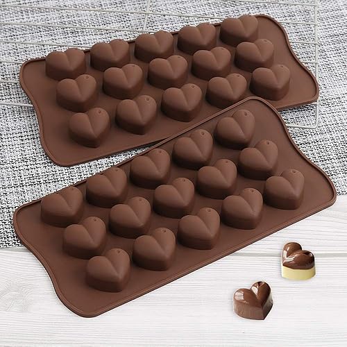 Miniatura 8 de homEdge Molde de chocolate con forma de corazón con hoyuelos de 15 cavidades, molde de silicona con hoyuelos para chocolate y caramelos de San