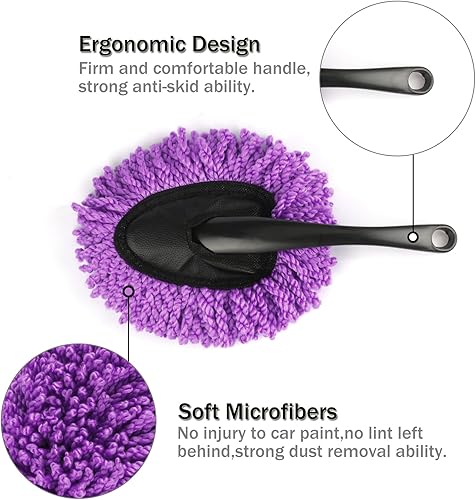 Miniatura 2 de Amiss Paquete de 2 mini cepillos de microfibra para salpicadero de automóvil, cepillo multifuncional de limpieza de automóvil, accesorios exteriores