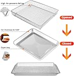Air Fryer Basket Tray Replacement for Cuisinart TOA-60 TOA-65 TOA-70 Toaster Air Fryer Convection Oven, 12.4 * 11'' Steel Mesh Basket Wire Rack Accessories Parts, Dishwasher Safe