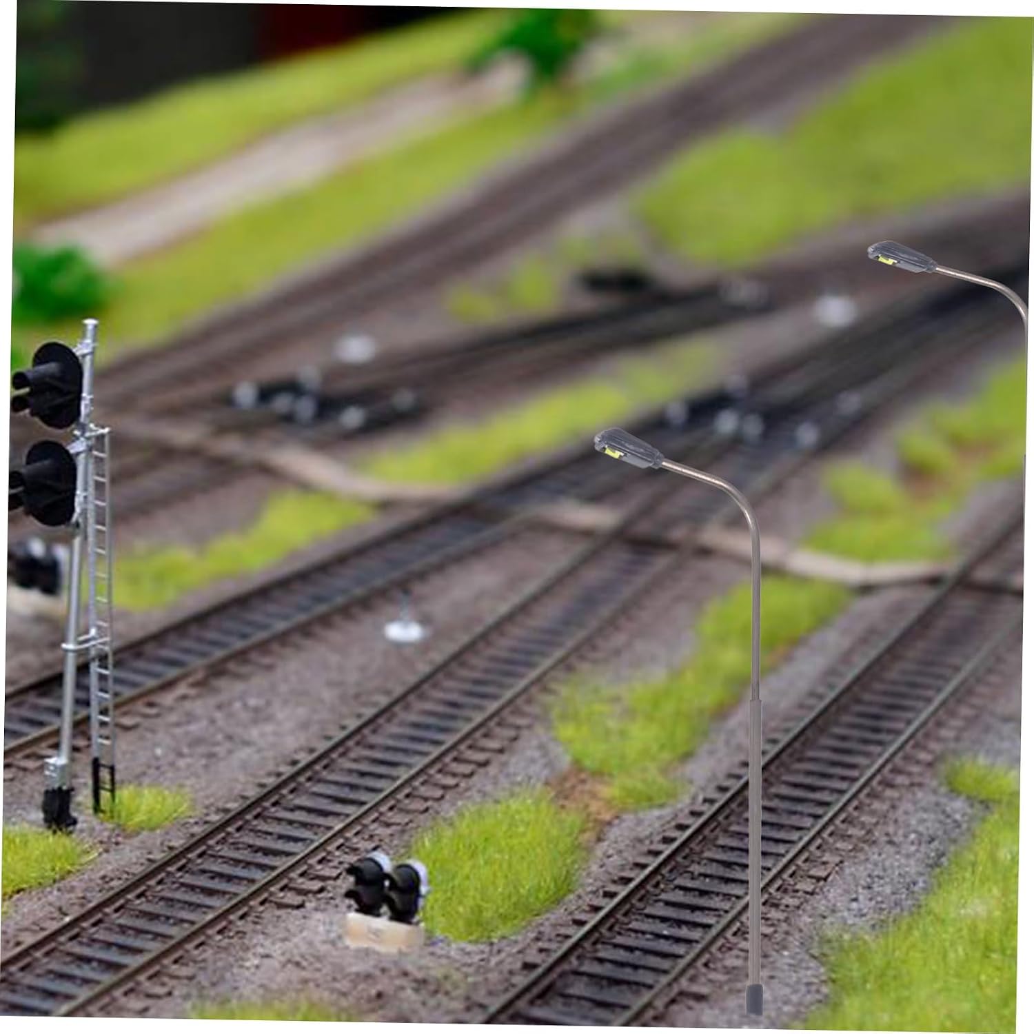 ORFOFE 50pcs Scaled Model Railway Lamp Post Stainless Steel Led Street Lights for Scale Train Diorama for Model Enthusiasts