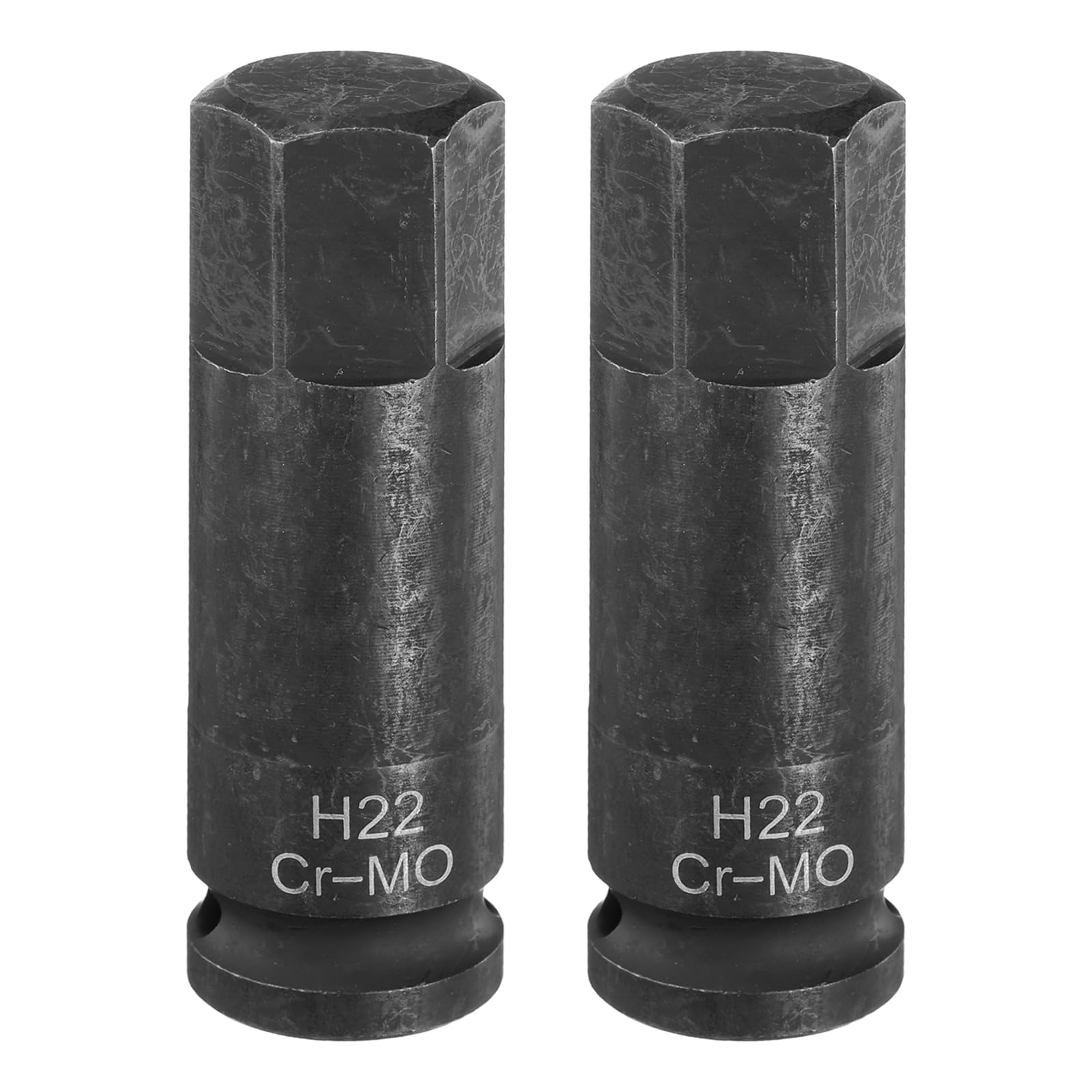 HARFINGTON 2 llaves de impacto hexagonales H22 (22 mm) de 1,27 cm CR-MO de acero hexagonal alargado, adaptador de enchufe para llaves de trinquete eléctricas, tornillos de fijación