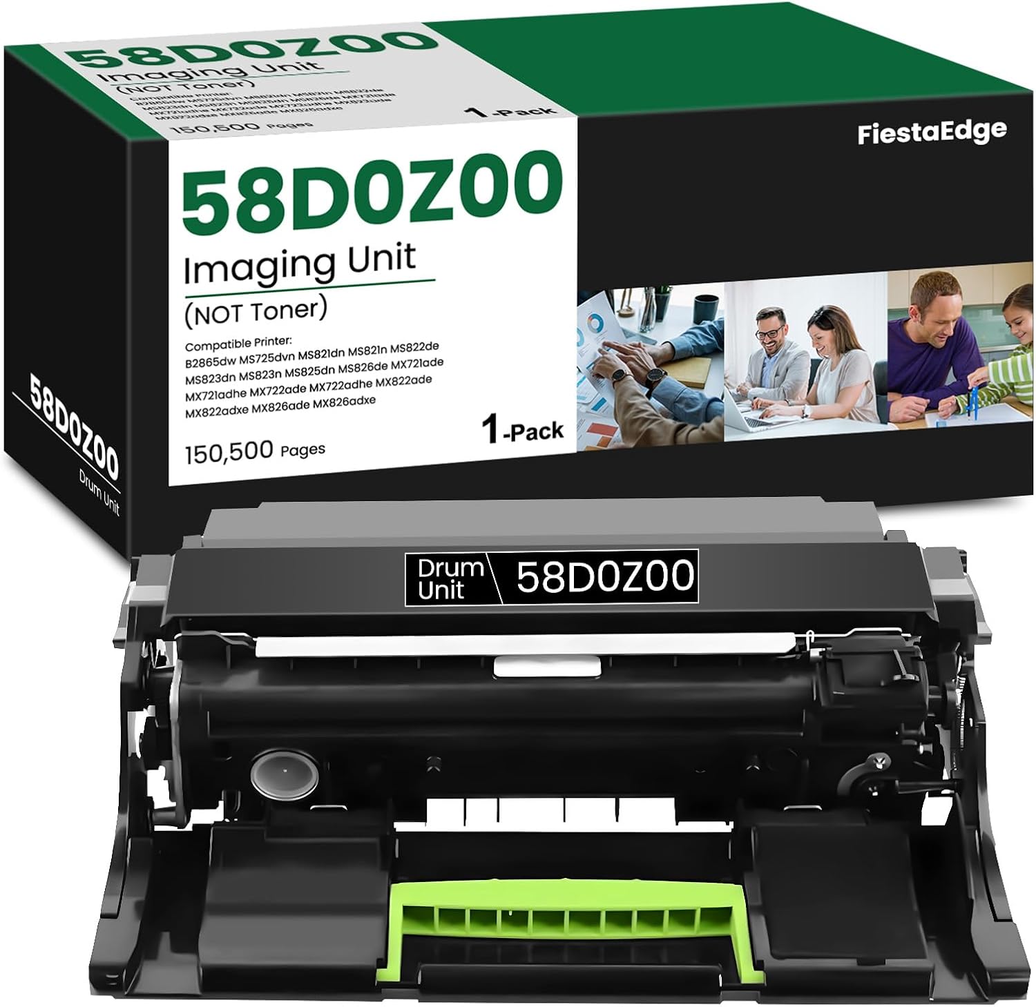 Remanufactured 58D0Z00 Imaging Unit (No Toner) 58D0Z00 Black Compatible for Lexmark 58D0Z00 Drum for B2865dw MS725dvn MS821dn MS821n MS822de MS823dn MS825dn MS826de MX721ade Printer, 1-Pack