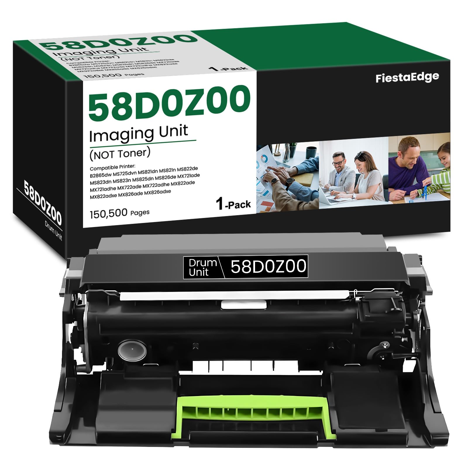Remanufactured 58D0Z00 Imaging Unit (No Toner) 58D0Z00 Black Compatible for Lexmark 58D0Z00 Drum for B2865dw MS725dvn MS821dn MS821n MS822de MS823dn
