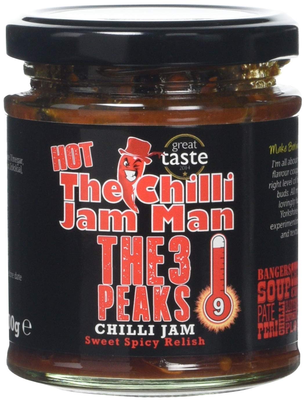 Chilli Jam Man Heat-9 3-Peaks Jar, 200g